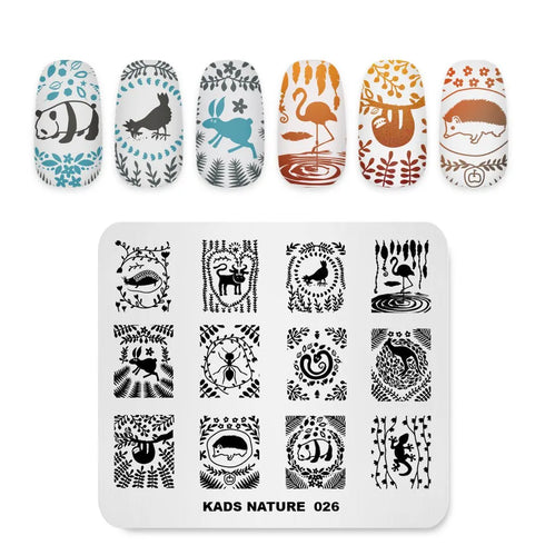 Nature-Inspired Nail Art Stamping Plate - Stainless Steel DIY Manicure Tool with Leaf and Umbrella Patterns for Stunning Nail Designs