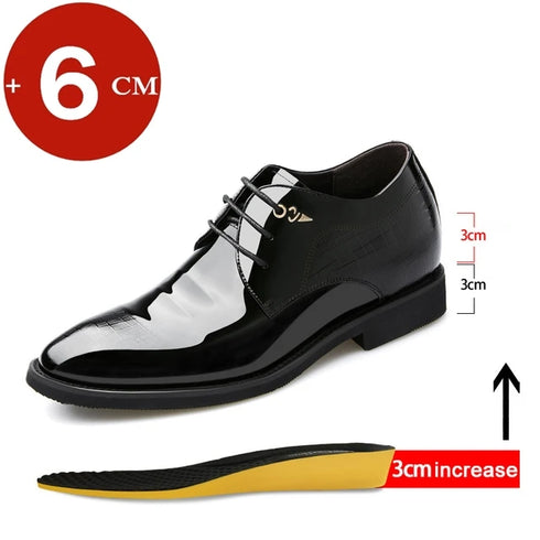 Elevator Dress Shoes for Men Patent Leather Heighten Formal Oxfords