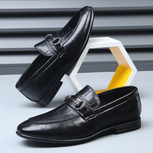 Stylish Men's Genuine Leather Pointed Loafers for Summer - Comfortable, Breathable Casual Shoes Perfect for Spring and Autumn Occasions