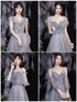 Off Shoulder Lace Illusion A Line Dress Floor Length Glitter Tulle Bow Bridesmaid Dress