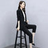 Elegant Women's Business Suit Set with Double-Breasted Coat and Ankle-Length Harem Pants for Formal Office Wear and Stylish Commutes