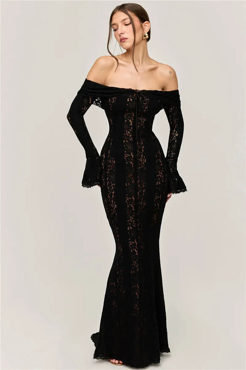 Mozision Lace Off-shoulder Sexy Maxi Dress Elegant Evening Dress