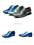 Elegant Patent Leather Derby Shoes for Men – Formal Wedding and Business Office Footwear with Pointed Toe Design, Available in Size 48