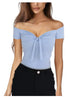 2024 euro-n spring and summer lady pure color V-neck elegant beach party slim T-shirt