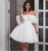 White Mini Wedding Dress For Bride Plus Size A Line Off Shoulder Ruffle Gowns