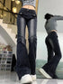 Casual Flare Jeans for Women - Embrace 90s Gyaru Fashion with Slim Fit Low Waist Bell Bottoms, Perfect for Fall Outfits and Black Jeans Outfit Inspo