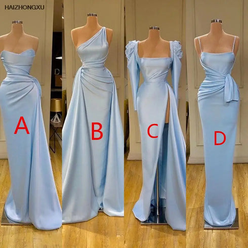 Bridesmaid Dress Satin Mermaid Style Plus Size Floor-Length With Split Backless Maid Of Honor Wedding Dress