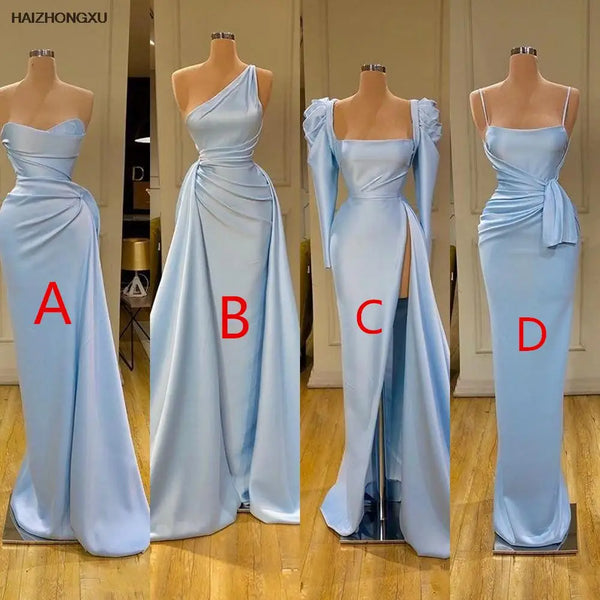 Bridesmaid Dress Satin Mermaid Style Plus Size Floor-Length With Split Backless Maid Of Honor Wedding Dress