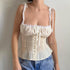 Kawaii Y2K Crop Tops with Ribbons and Lace Trim - Vintage Women's Slim Fit Camisole and Button Up Tank Top for Cute Summer Outfits