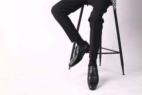 Men Casual Crocodile Leather Oxford Shoes for Office and Career