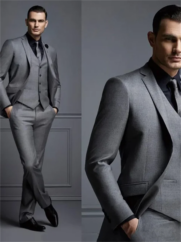 Elegant Men's 3-Piece Suit Set - Blazer, Vest, and Trousers for Formal Occasions and Business Events
