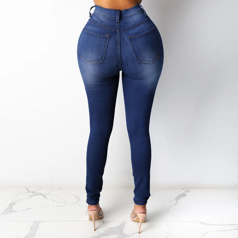 Casual Slim Fit High Waist Elastic Denim Pencil Pants for Women - Perfect for Fall Outfits with Jeans in All Seasons, S-3XL Sizes Available