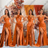 Bridesmaid Dress Elegant Long Split Satin Trumpet Sheath With Corset Back And Ruched Details Wedding Dress