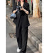 Elegant 3-Piece Korean Business Suit for Women: Stylish Blazer, Sleeveless Vest, and Wide Leg Pants Set for Office and Casual Wear