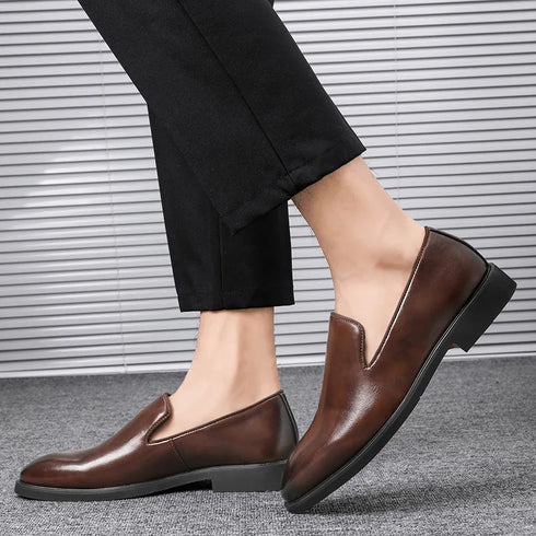 Business Formal Slip-On Leather Shoes for Men Dress Fashion Oxford Moccasins