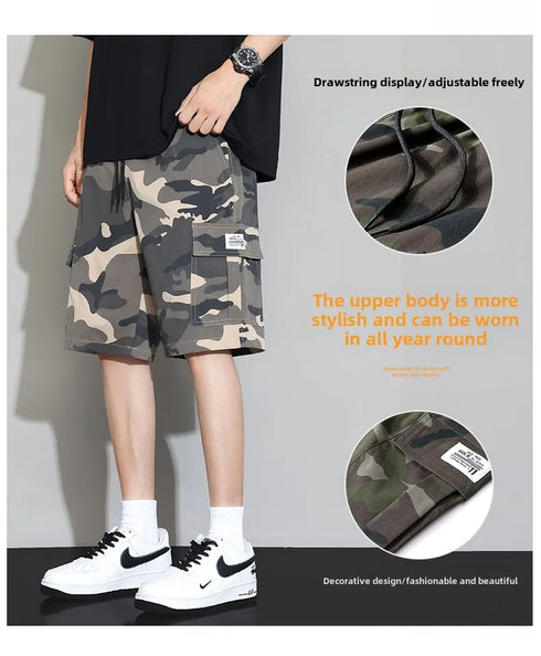 Summer Camouflage Cargo Shorts Men Pocket Casual Outdoor Pants