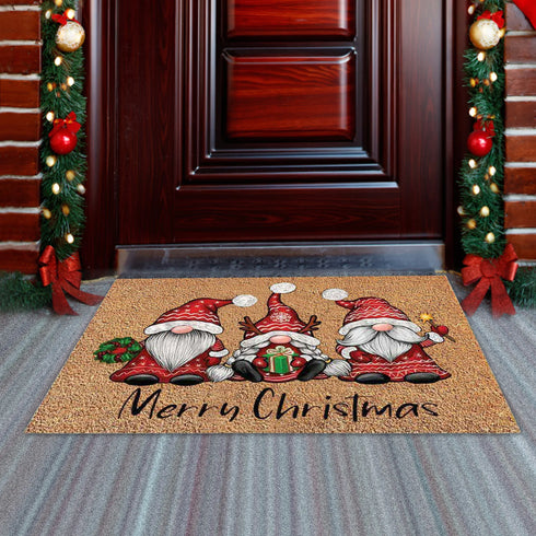 Festive Gnome Christmas Doormat - Holiday Cheer, Non-Slip