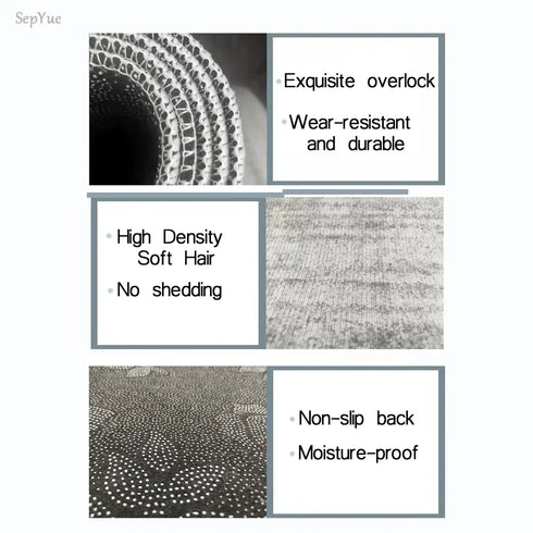 Luxury Living Room Decoration Black White Carpet French Style Area Rug Anti-slip Floor Mat