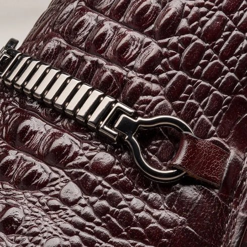 Elegant Alligator Pattern Men's Slip-on Leather Dress Shoes for Office and Casual Business Wear - Luxury Formal Loafers for Men