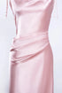 Elegant Satin Cowl Neck Sleeveless Midi Dress With Side Slit Spaghetti Straps Bridesmaids Dress