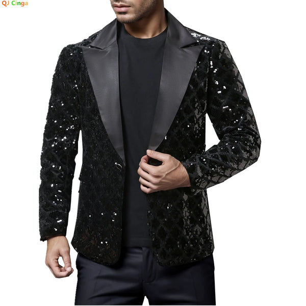 Men's Shiny Sequins Blazer Jacket for Weddings and Parties - Stylish Dress Coat in Various Sizes for Every Occasion