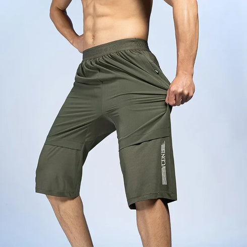 Men's Summer Shorts Breeches Light Long Calf Length Bermuda Quick Dry Elastic Waist Band