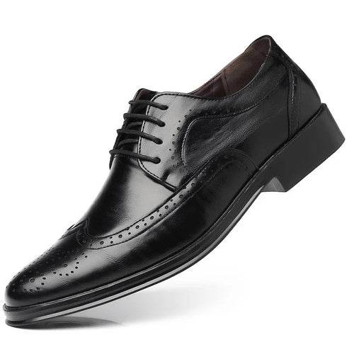 Elegant Handcrafted Oxford Brogue Dress Shoes for Men - Genuine Calfskin Leather, Classic Business Formal Style, Perfect for Office and Career Occasions