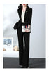 Elegant Women's Blazer Coat and Trousers Suit Set - Stylish Casual Outfit for Office and Autumn Wear with Flare Pants and Slim Fit Design