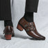 Men's Wedding Shoes Fashion Slim Fit Pointed High Heel Leather Dress Shoes Classic Vintage Style