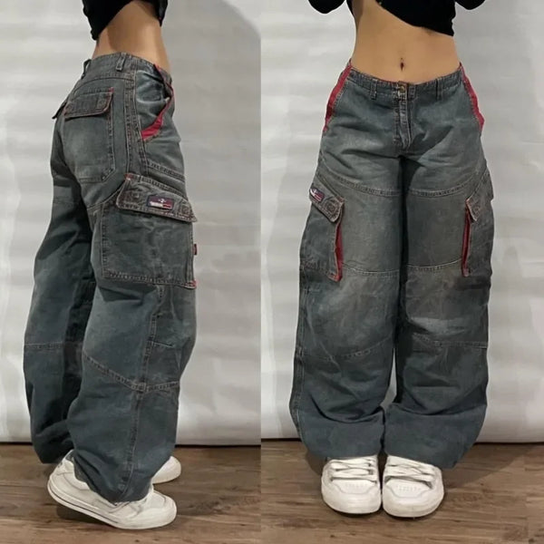 90s Vintage Wrinkled Neck Skateboard Denim Jeans Baggy Style