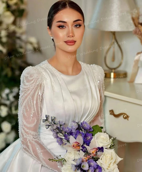 Luxury Satin Wedding Dresses Mermaid Sexy Glitter Gowns