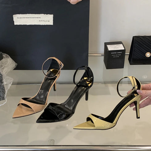 Pointed Toe Ankle Strap Gladiator Heels For Women Sandal
