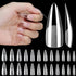 120Pcs Clear Frosted Stiletto, Almond, and Square Fake Nails - Full Coverage Gel X Coffin Manicure Tips for Stunning Autumn Nails