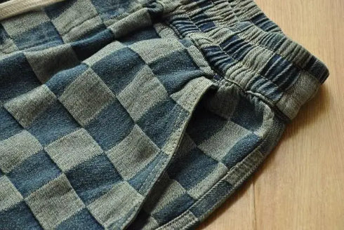 Graphic Plaid Shorts for Men Drawstring Designer Summer Cotton Stylish Thin