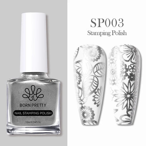 10ml Nail Stamping Polish for Stunning Metallic Mirror Effect - Gold, Silver, and Vibrant Colors for DIY Nail Art Designs