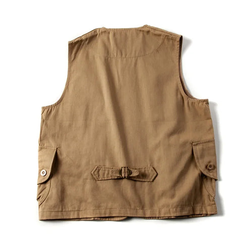 Vintage Japanese Multi Pocket Workwear Vest for Men - Casual Streetwear Loose Top and Couples Jacket for Summer Adventures