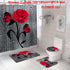 Red Rose and Butterfly Bathroom Mat and Shower Curtain Set Waterproof Eco-Friendly Design