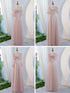 V-Neck Ruched Tulle A-Line Dress With Square Collar And Appliques And Bow Bridesmaid Dress