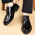 Leather Oxford Shoes for Men Elegant Minimalist Lace Up Business Casual Footwear