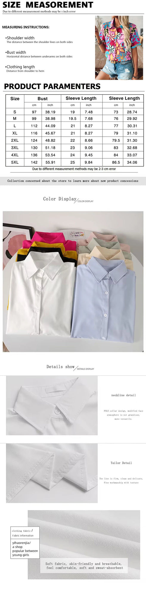 Women’s Summer Heart Print Shirt Casual Plus Size Button Down Top