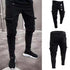 Fashion Streetwear Ripped Skinny Jeans Men Cargo Pants Slim Fit