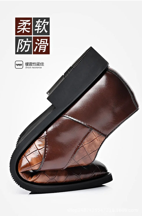 Luxury Handmade Crocodile Skin Derby Shoes for Men - Pointed Toe Lace-up Formal Business Footwear for Office & Career