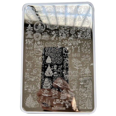 Festive Nail Art Stamping Plates with Christmas Designs - Perfect for Holiday Manicures and Creative Nail Templates