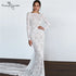 Backless Mermaid Wedding Dresses Boho Long Sleeve Lace Bridal Gown