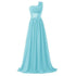 Bridesmaid Dress A Line Chiffon One Shoulder Pleated Back Lace Up Floor Length Wedding Dress