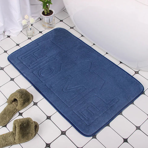 Cobblestone Embossed Non-Slip Bath Mat Memory Foam Carpet for Bathroom Shower Room Doormat