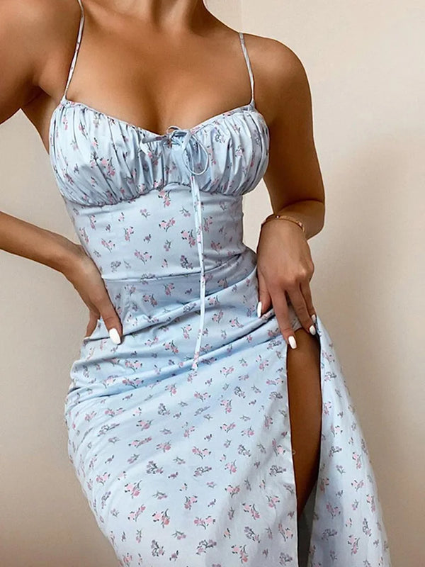 Floral Ruched Cut Out Maxi Dress for Summer Party and Club Wear
