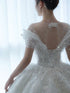 Princess Crystal Beaded Wedding Gown with Puff Tulle - Elegant Bride Dress