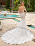Mermaid Strapless Wedding Dress With Sparkling Lace Appliques And Court Train Bridal Gown