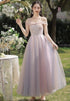 Bridesmaid Dress Floor Length Tulle Ruched Sweetheart Neckline Built In Bra Elegant Party Gown Wedding Dress